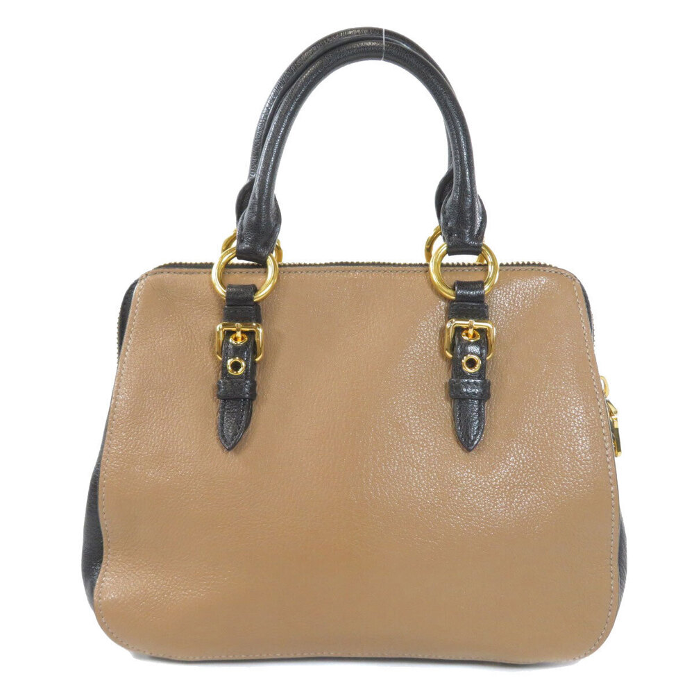 Miu Miu 2way shoulder handle Beige bag Madras Brown Tan Brown